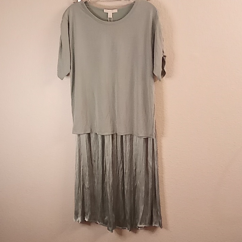 NEW CHELSEA & VIOLET Modest 2 Piece Top &  Maxi Dress Size S Deep Sage B28 X P